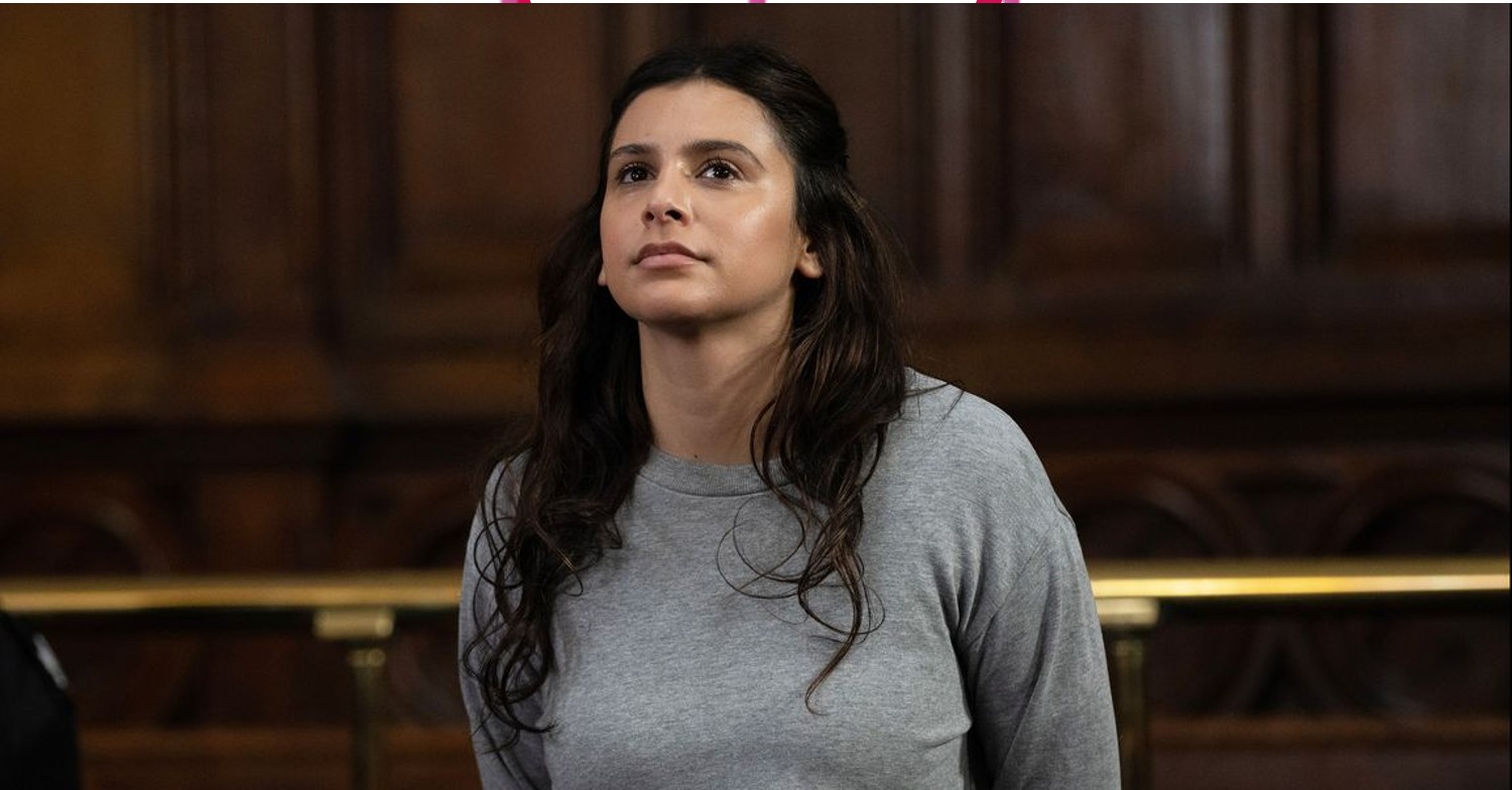 Meena looking smug in the dock in Emmerdale 