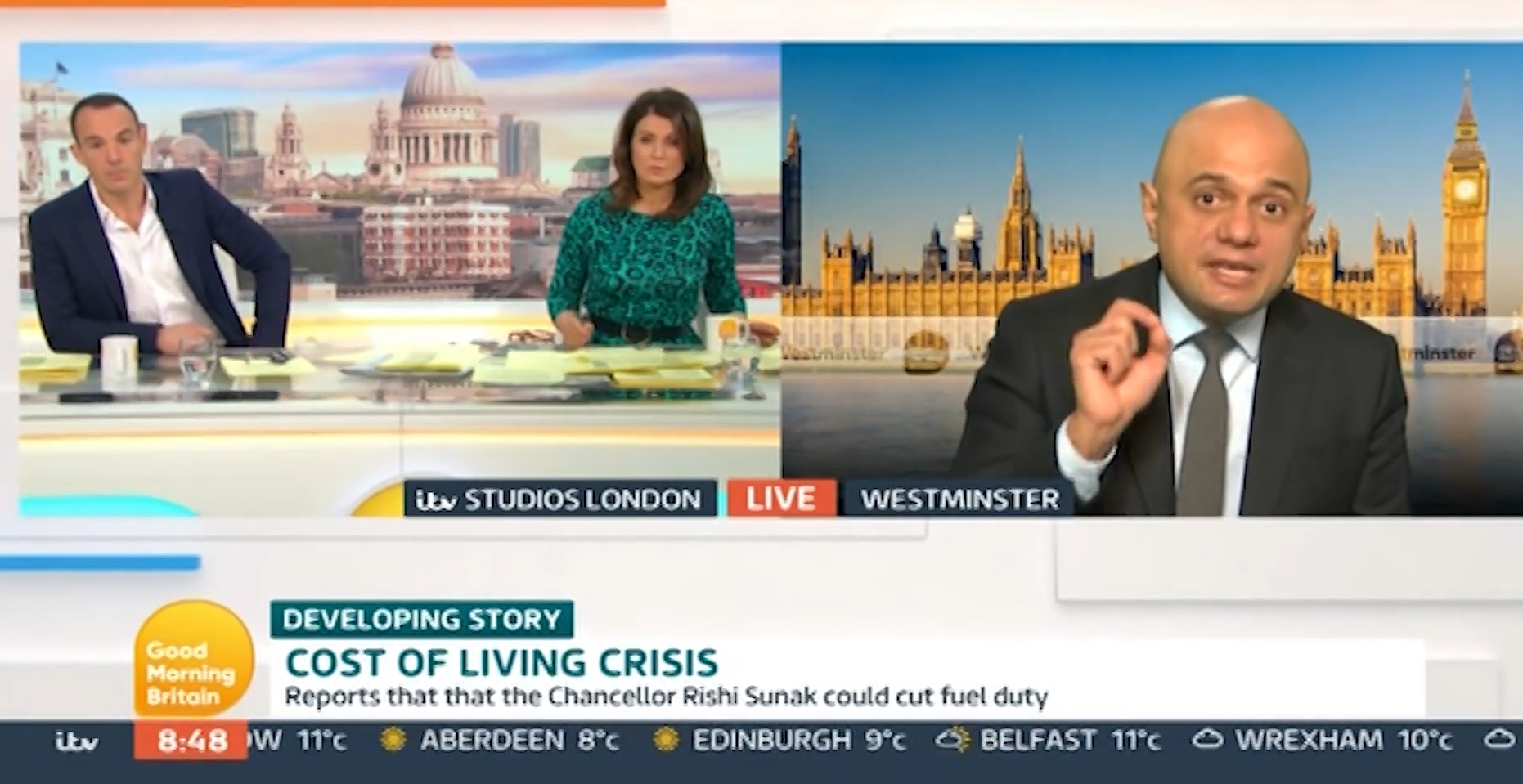 Martin Lewis interviews Sajid Javid on GMB