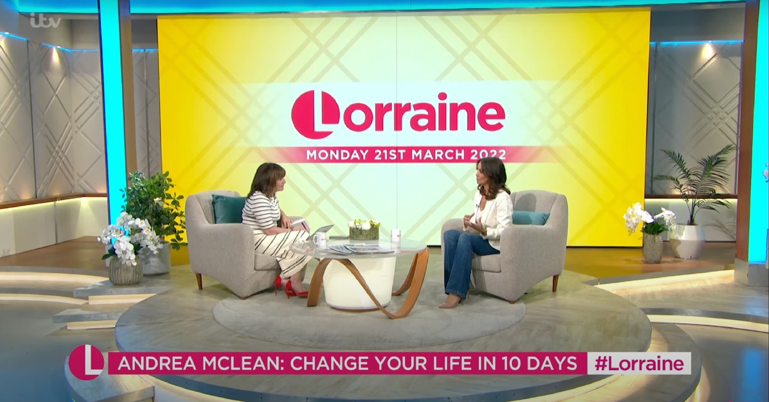Andrea McLean and Lorraine Kelly sat opposite each other on Lorraine