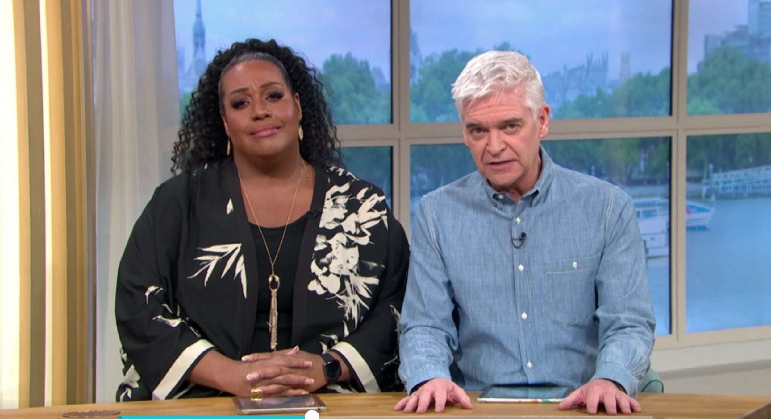 Alison and Phil sitting together on This Morning