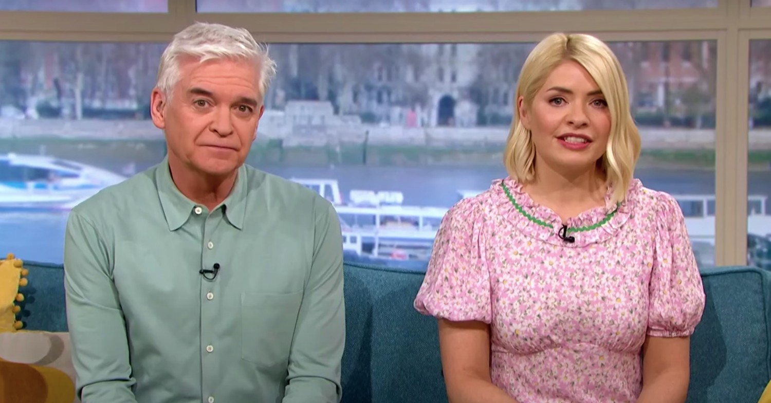 Holly Willoughby wears pink patterned dress on This Morning