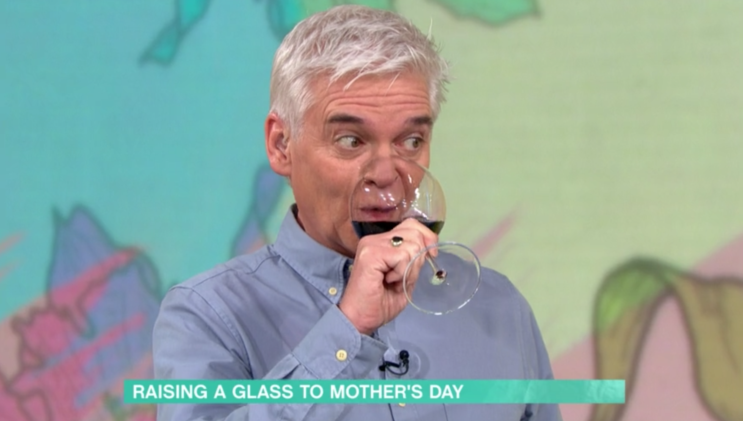 Phillip Schofield drinking wine