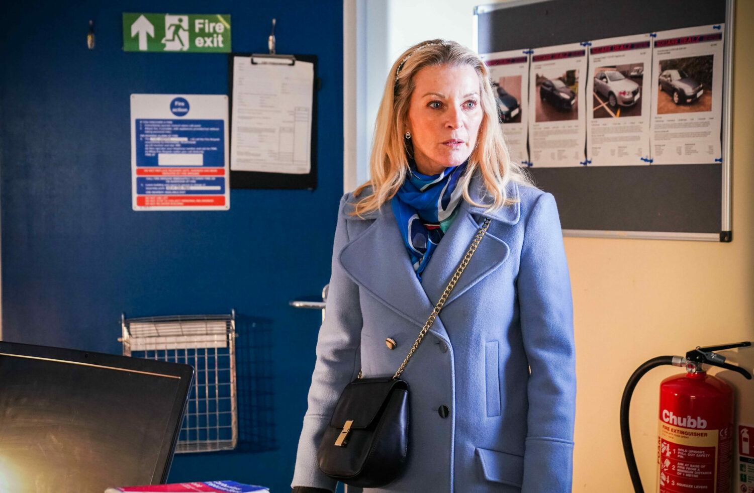 EastEnders Rocky and Kathy are locked in the car lot