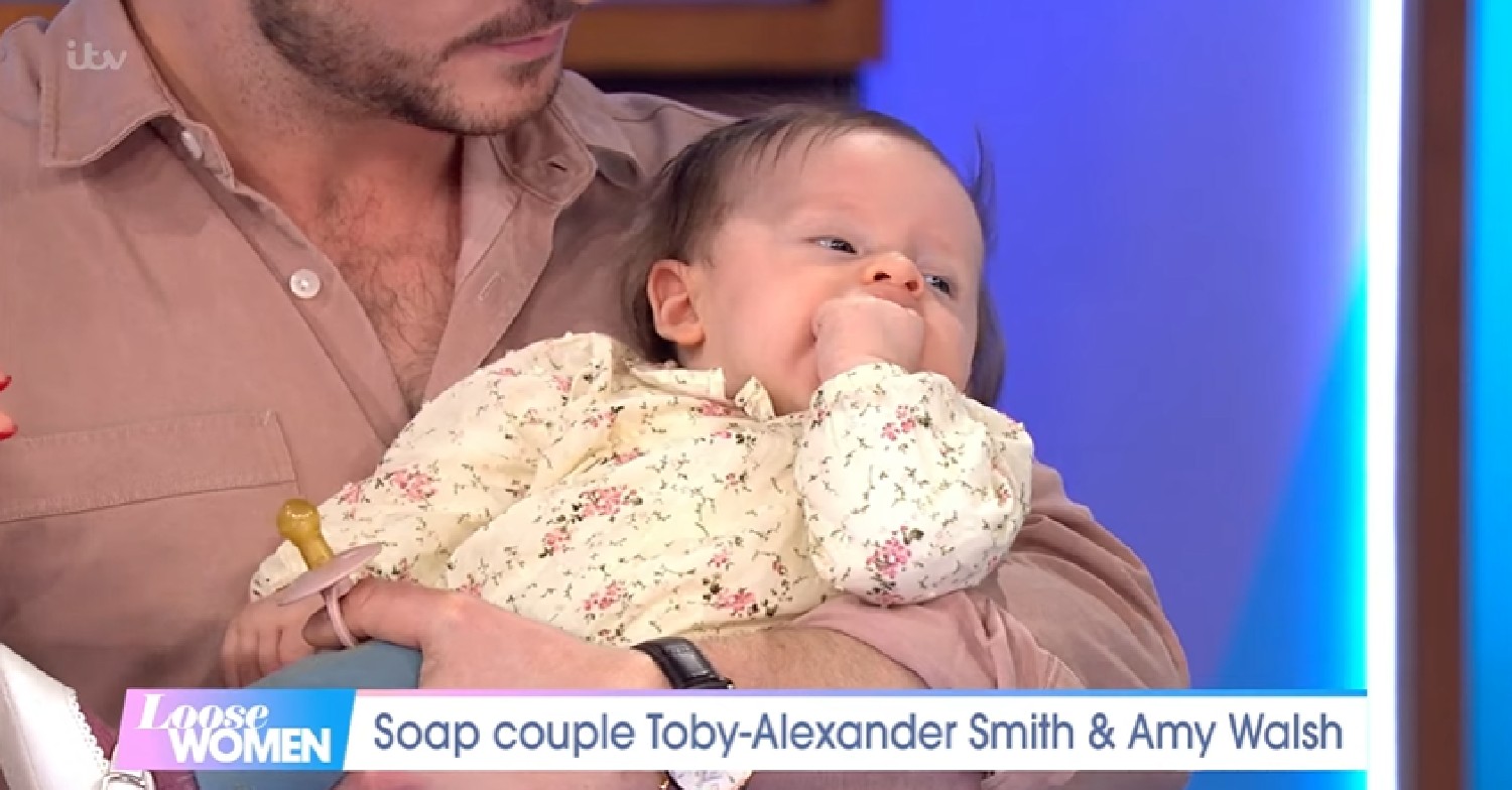 Toby Alexander-Smith and baby daughter on Loose Women