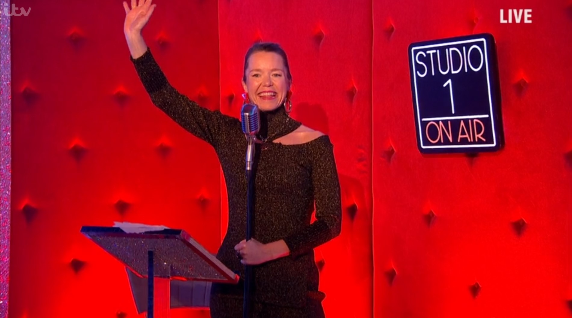 Anna Maxwell Martin as the star guest announcer on Saturday Night Takeaway