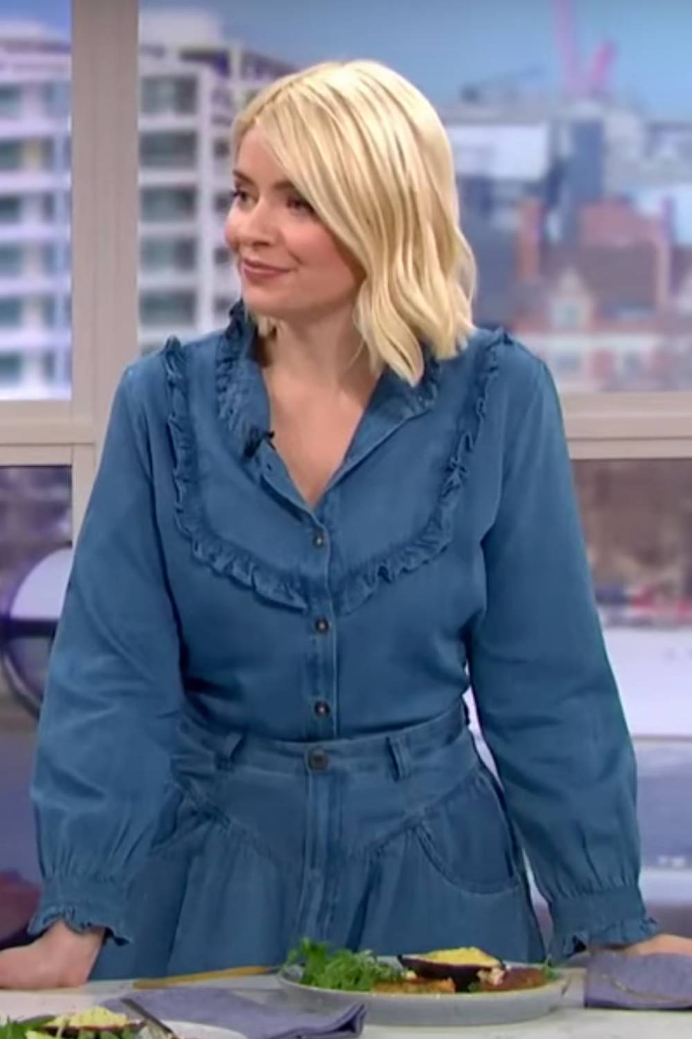 Holly Willoughby wearing double denim combo on This Morning