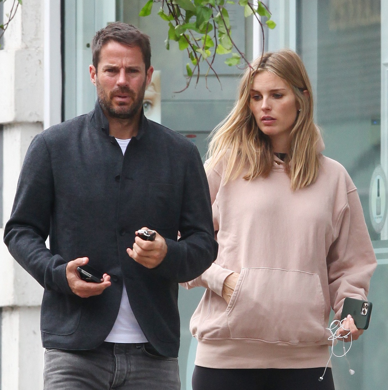 Jamie and Frida Redknapp in hoodies