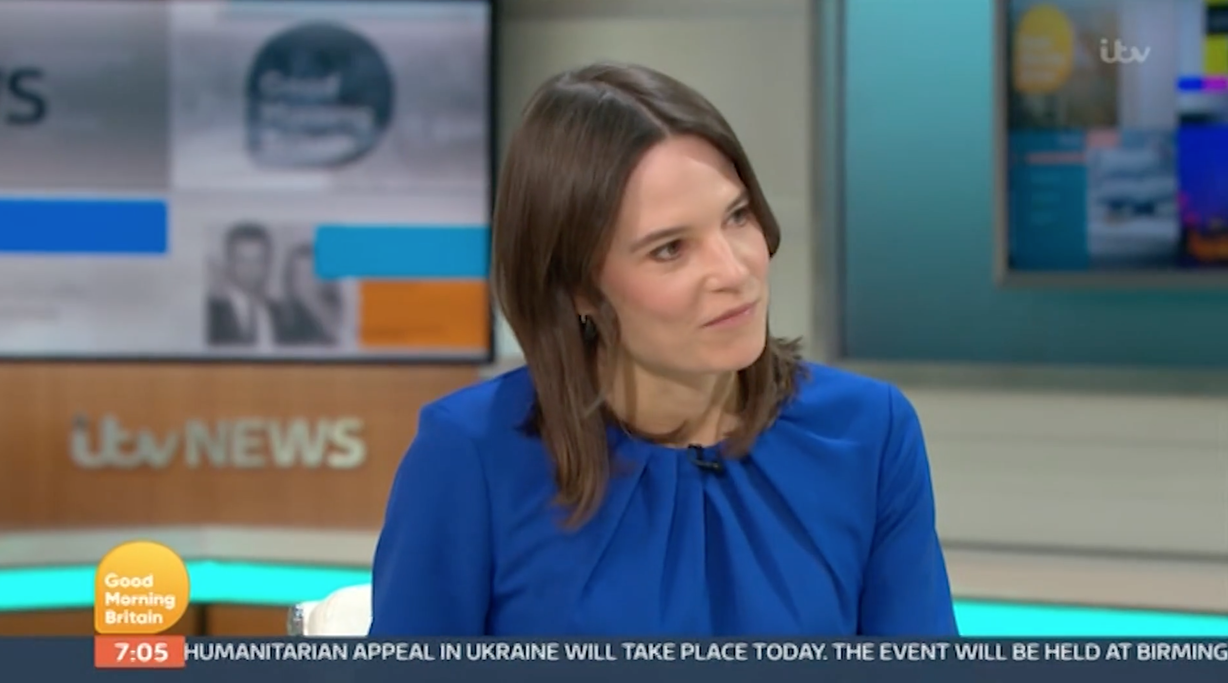 Laura James reading the news on GMB