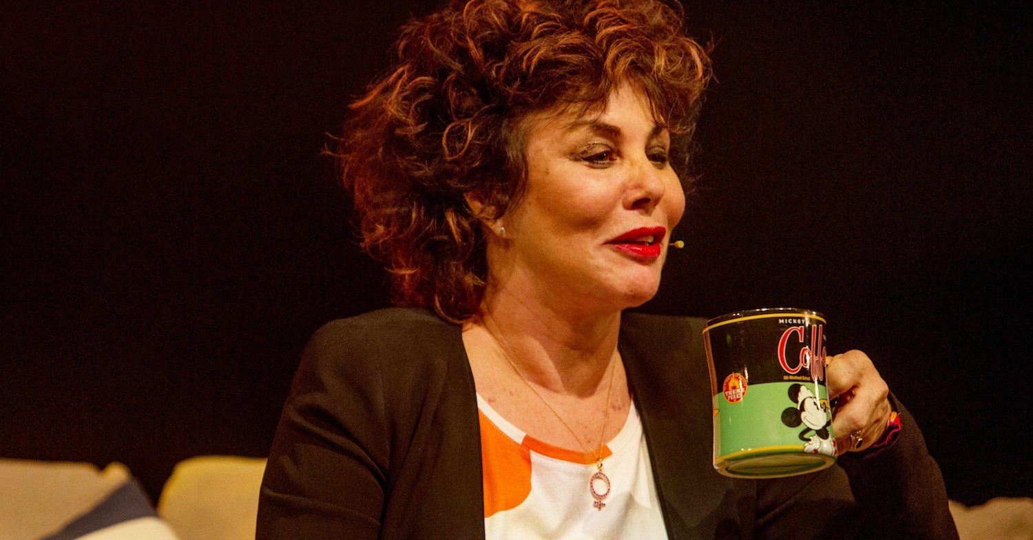 Celebrity Bake Off star Ruby Wax drinking coffee