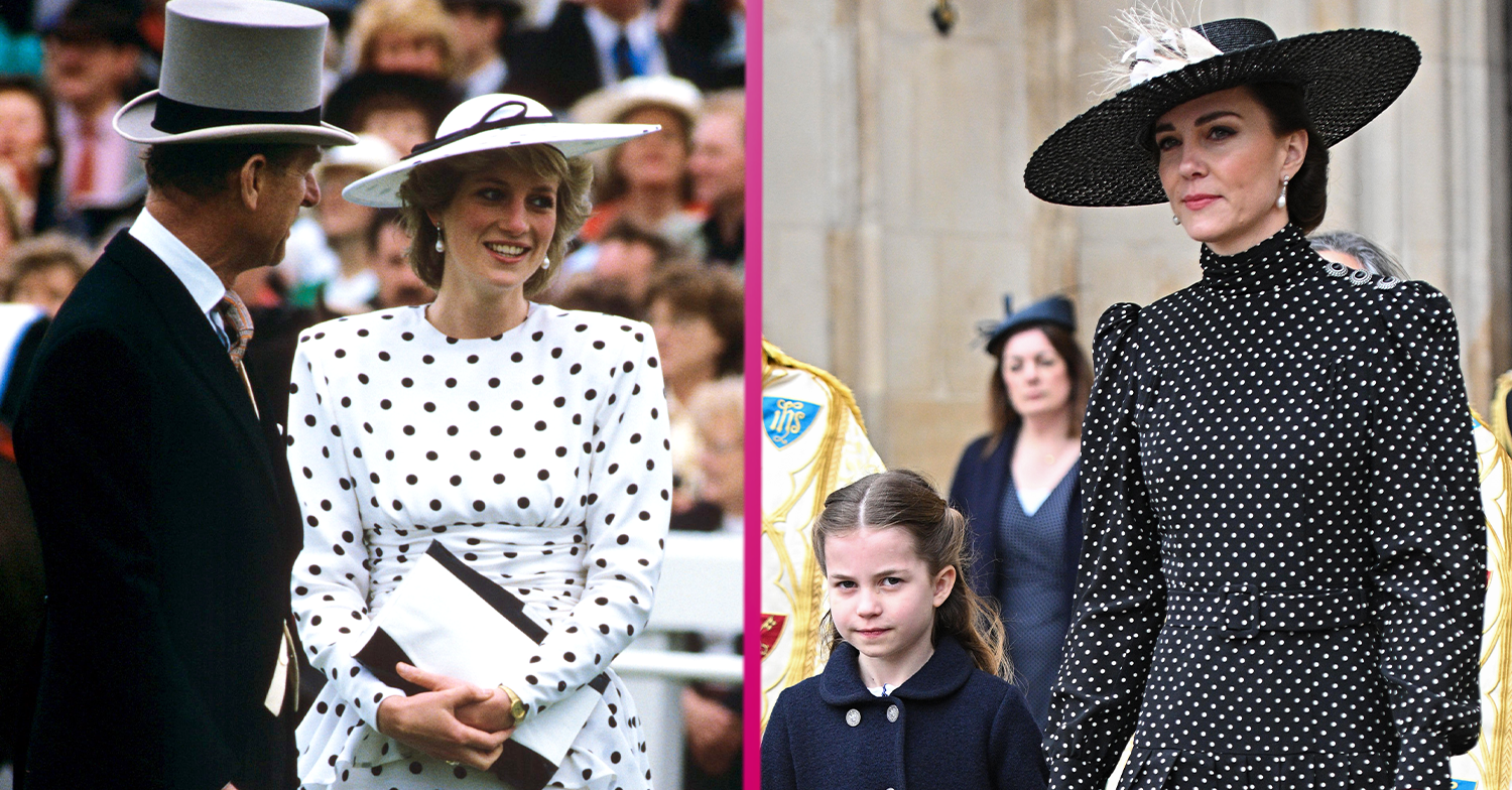Princess Diana and Kate wearing spotted dresses