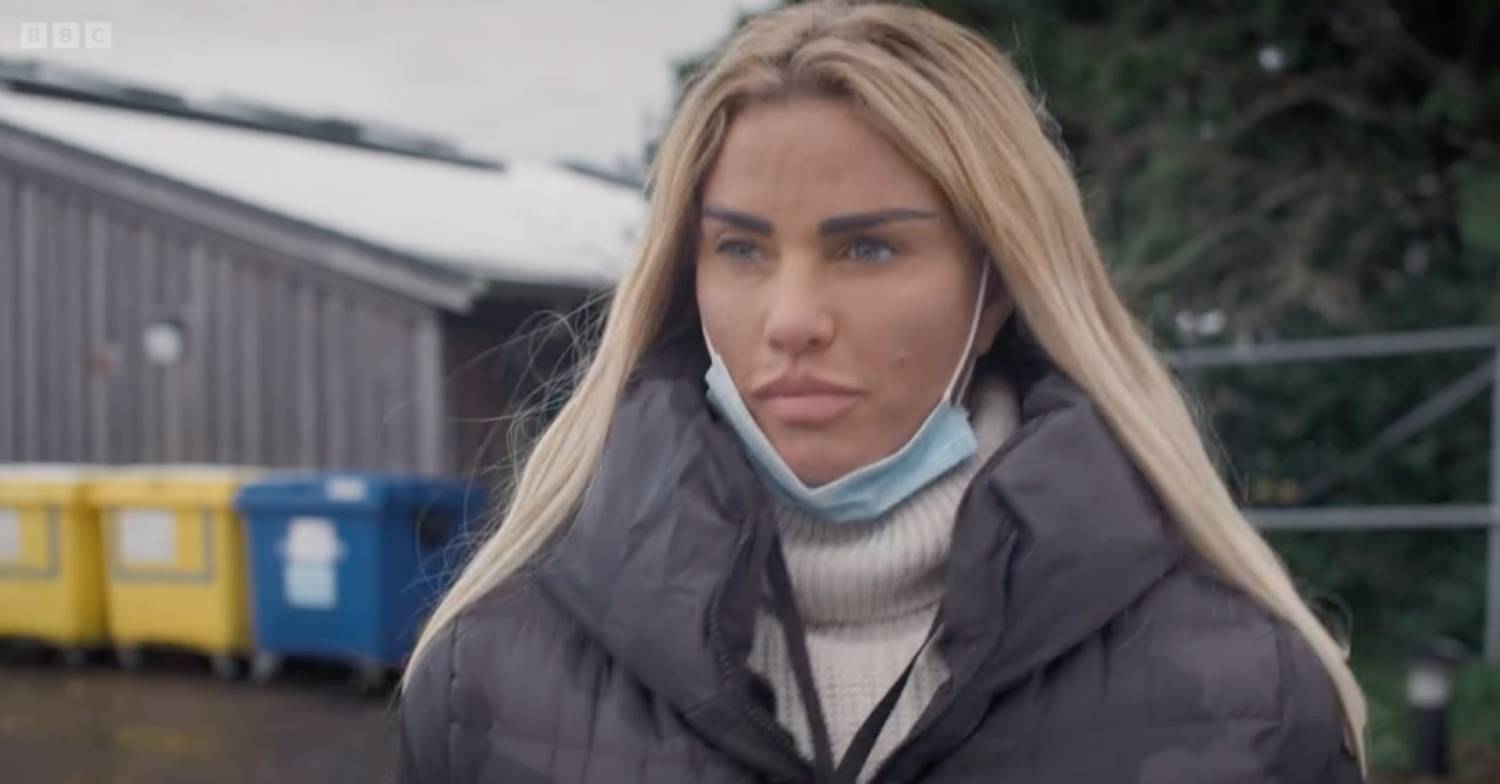 Katie Price wearing a mask in BBC documentary