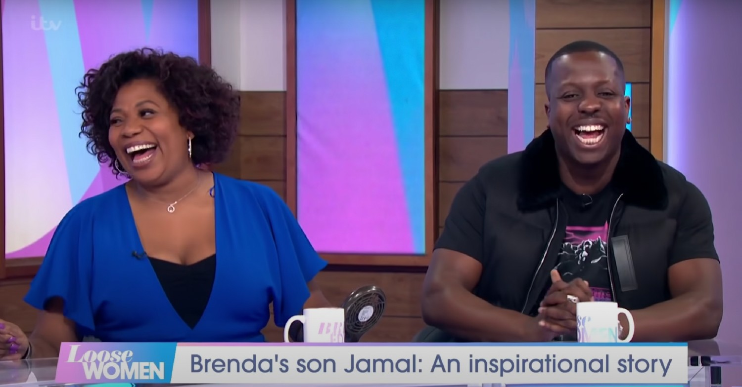 Brenda Edwards laughing with her son, Jamal Edwards, on Loose Women 