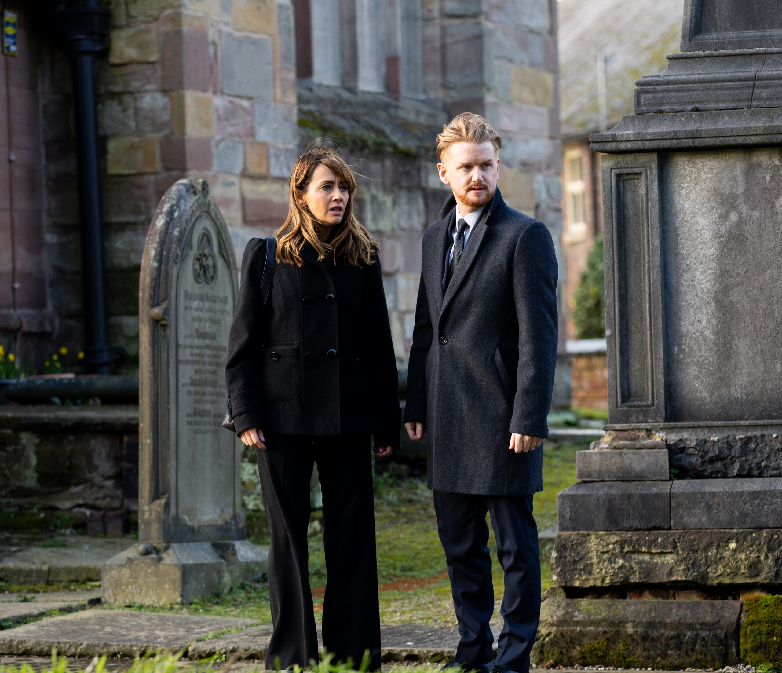 Coronation Street: Maria and Gary at Rick's funeral