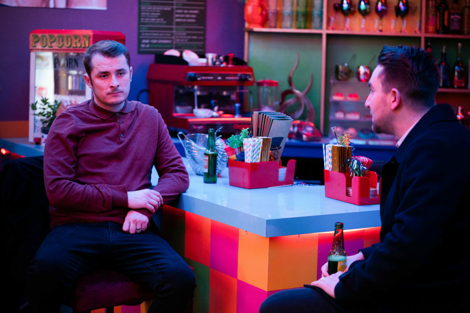 Ben struggles with Callum being the face of a police LGBT+ campaign, but bar manager Lewis encourages it