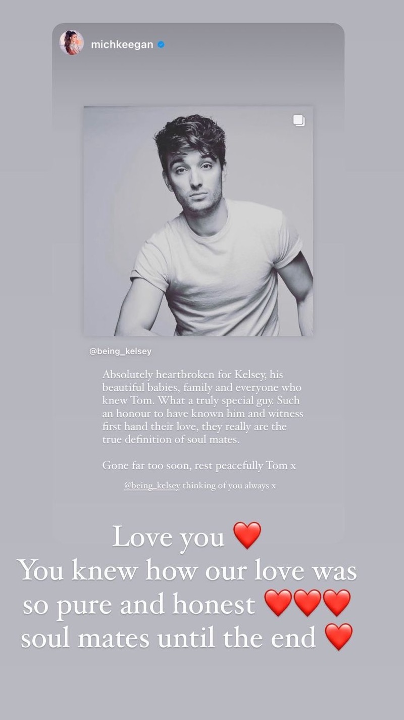 Michelle Keegan's message for Tom Parker