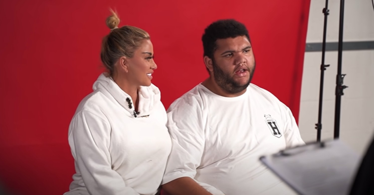 Katie Price looks lovingly at her son Harvey