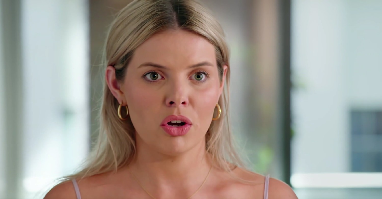 MAFS Australia star Olivia looking shocked on the show