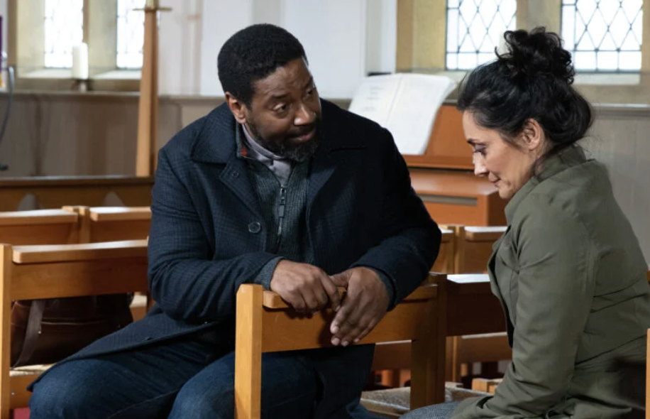 Manpreet looking serious on Emmerdale