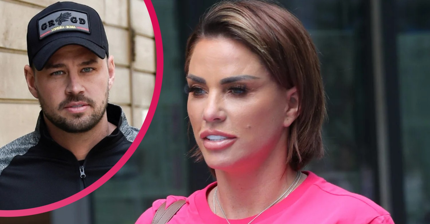 Katie Price looking angry next to Carl Woods