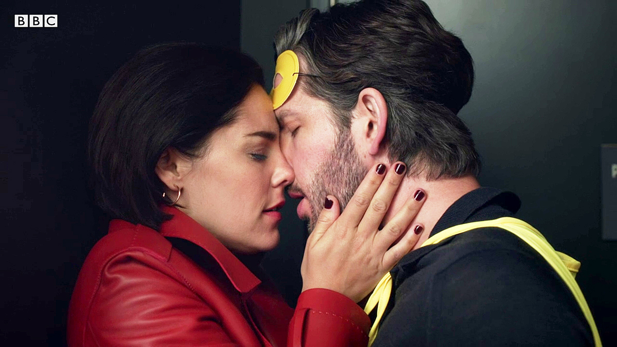 A couple from The split kissing passionately