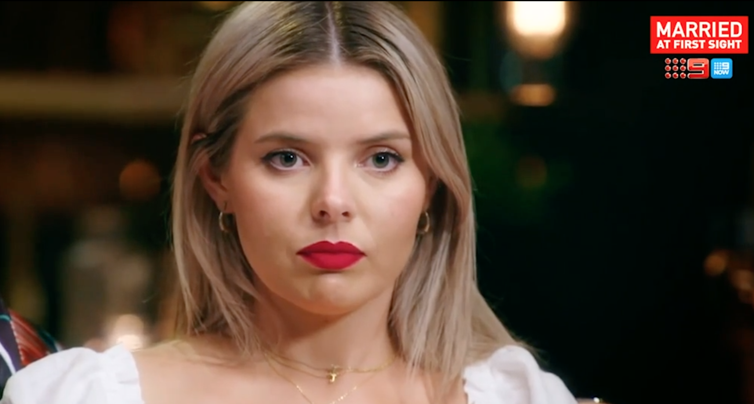 MAFS Australia star Olivia looking stern