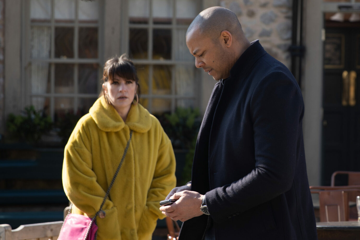 Emmerdale Kerry watches Al suspiciously