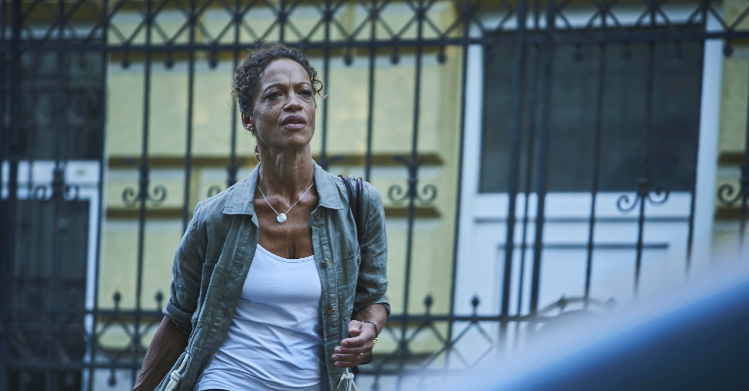 Indra Ove's Barbara walks through town in Deadline on Channel 5