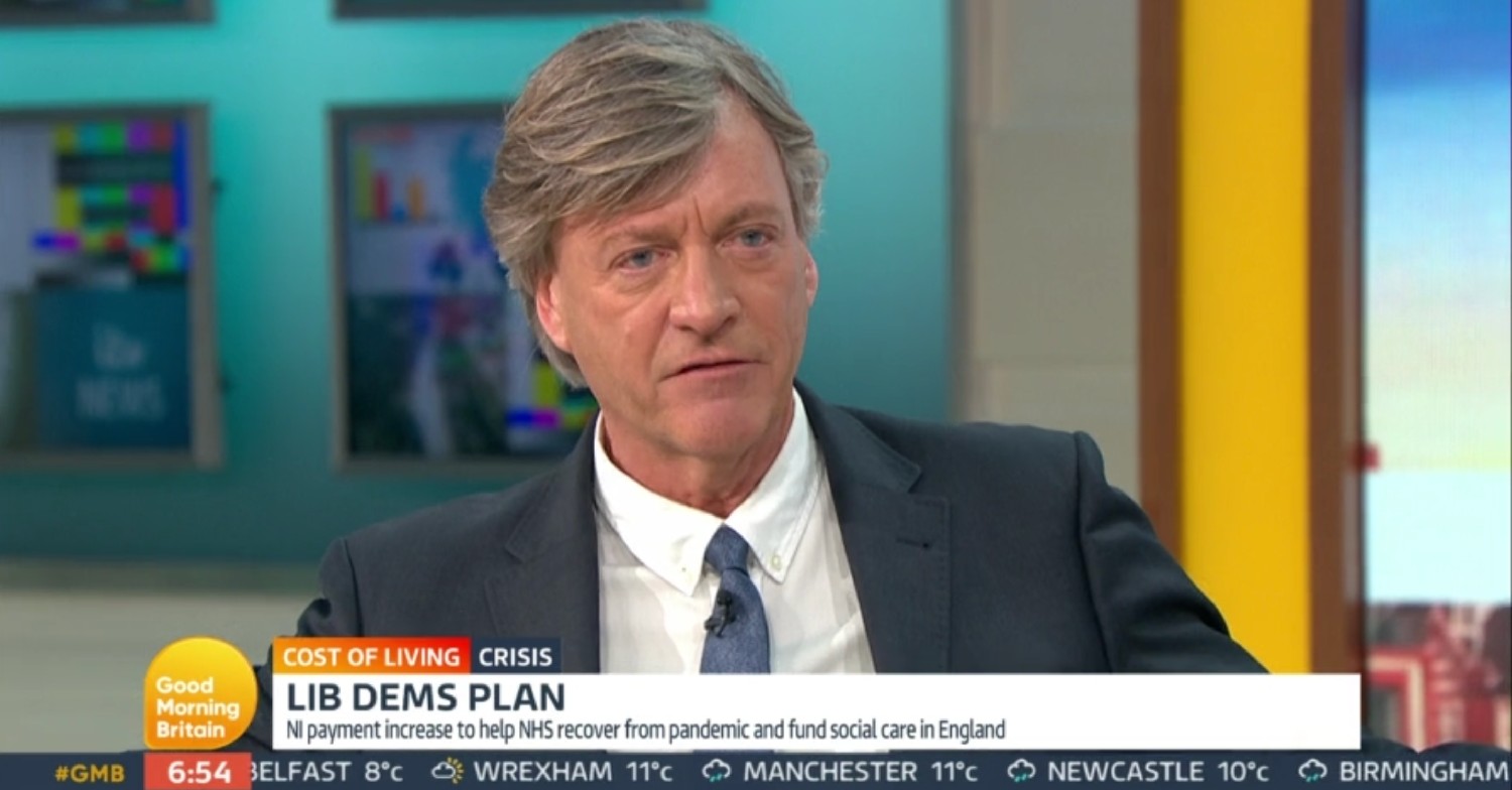 Richard Madeley looks stern on on Good Morning Britain today