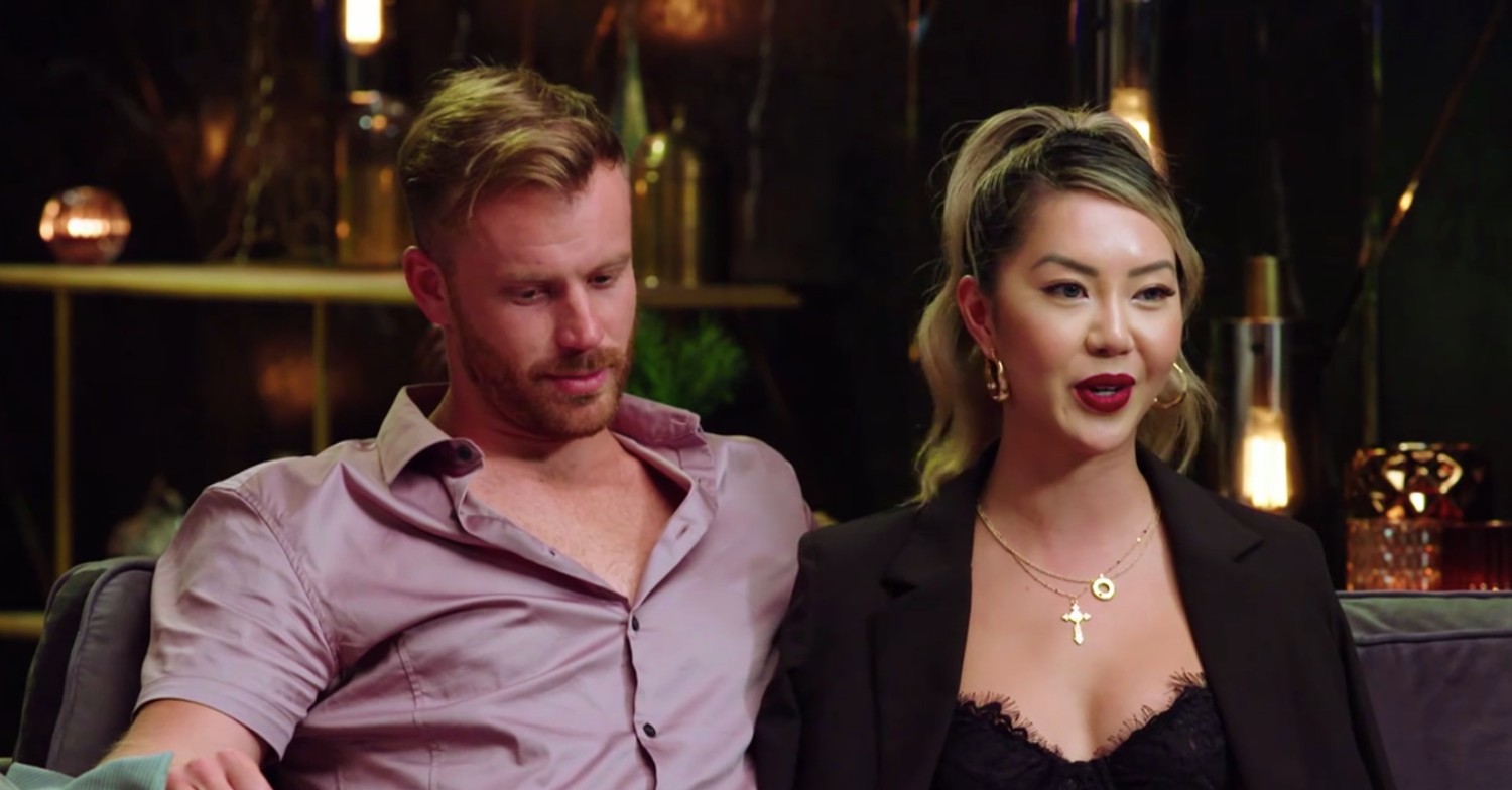 Selina and Cody looking awkward on Married At First Sight Australia