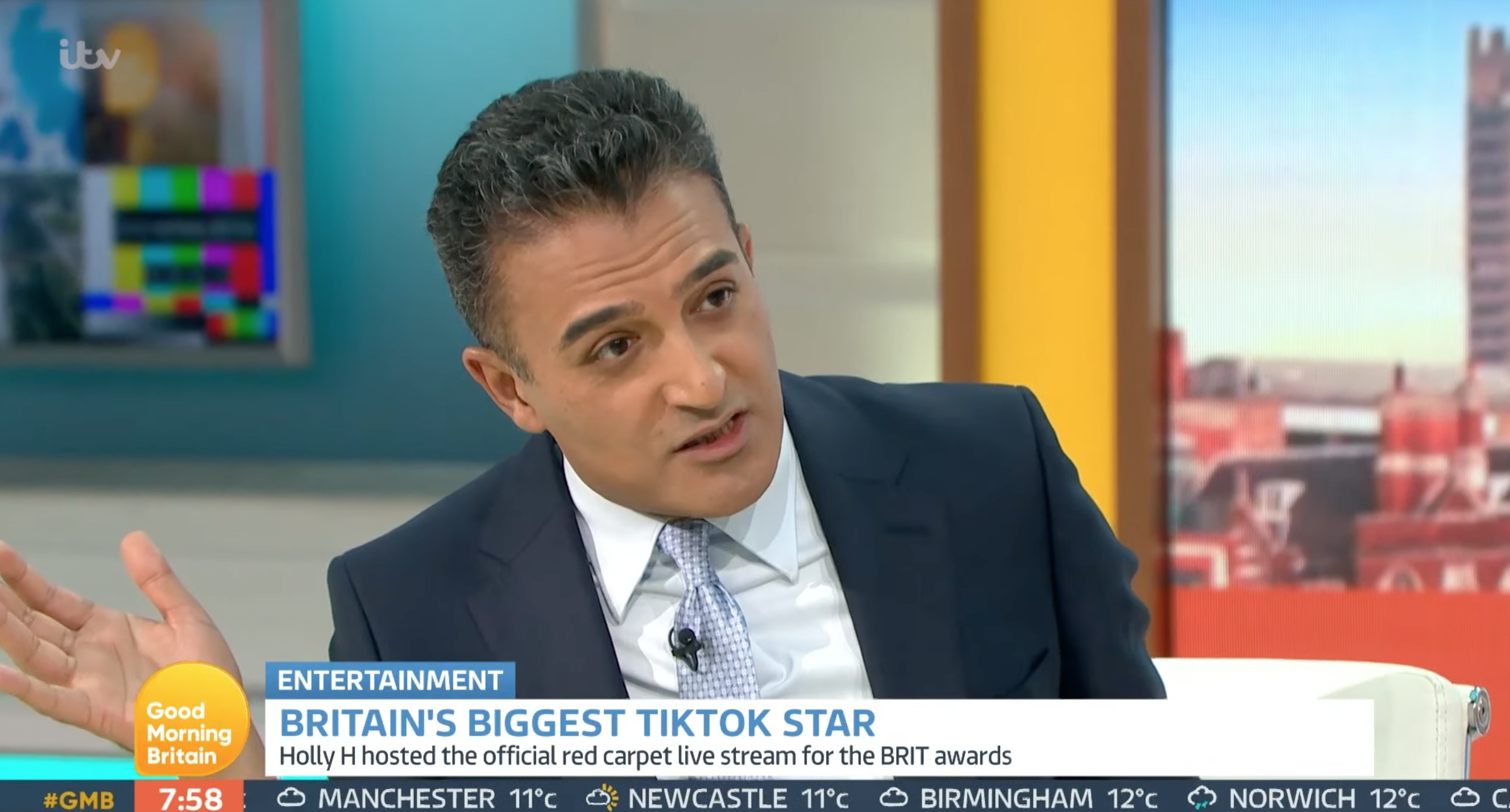 Adil Ray hosting GMB looking annoyed