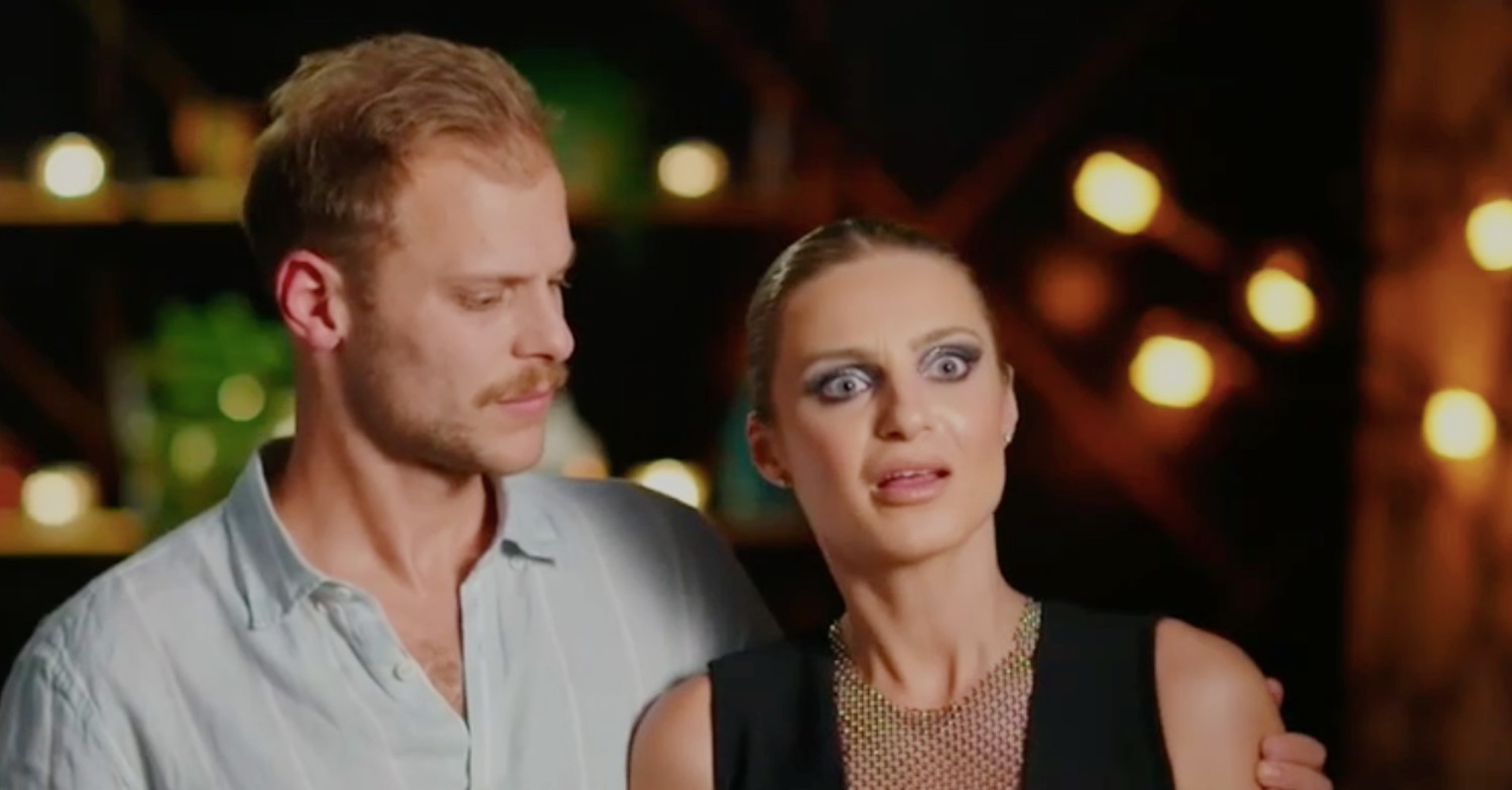 Domenica and Jack frowning on Married At First Sight Australia