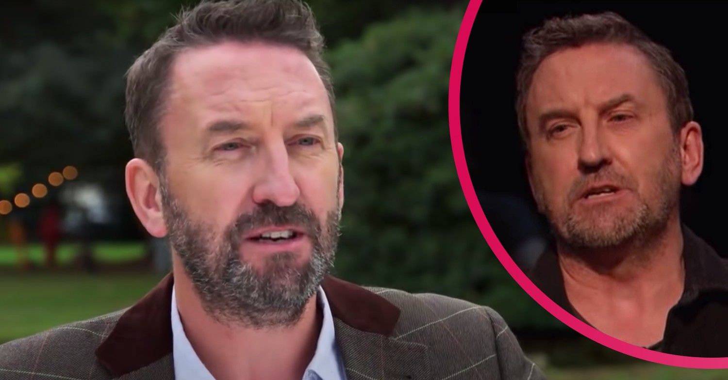 Lee Mack looking at the camera on Bake Off