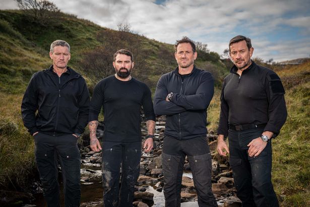 Jason Fox (second right) alongside the original stars of SAS Who Dares Wins 