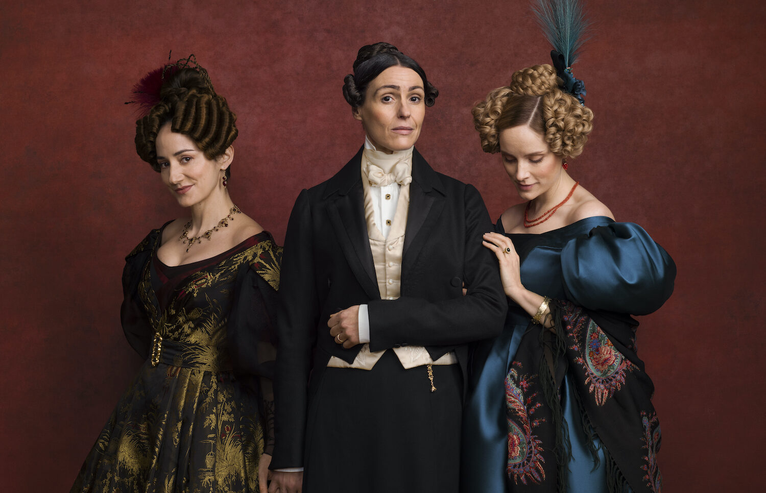 Gentleman Jack cast season 4 l - r Lydia Lawton, Suranne Jones, Sophie Rundle
