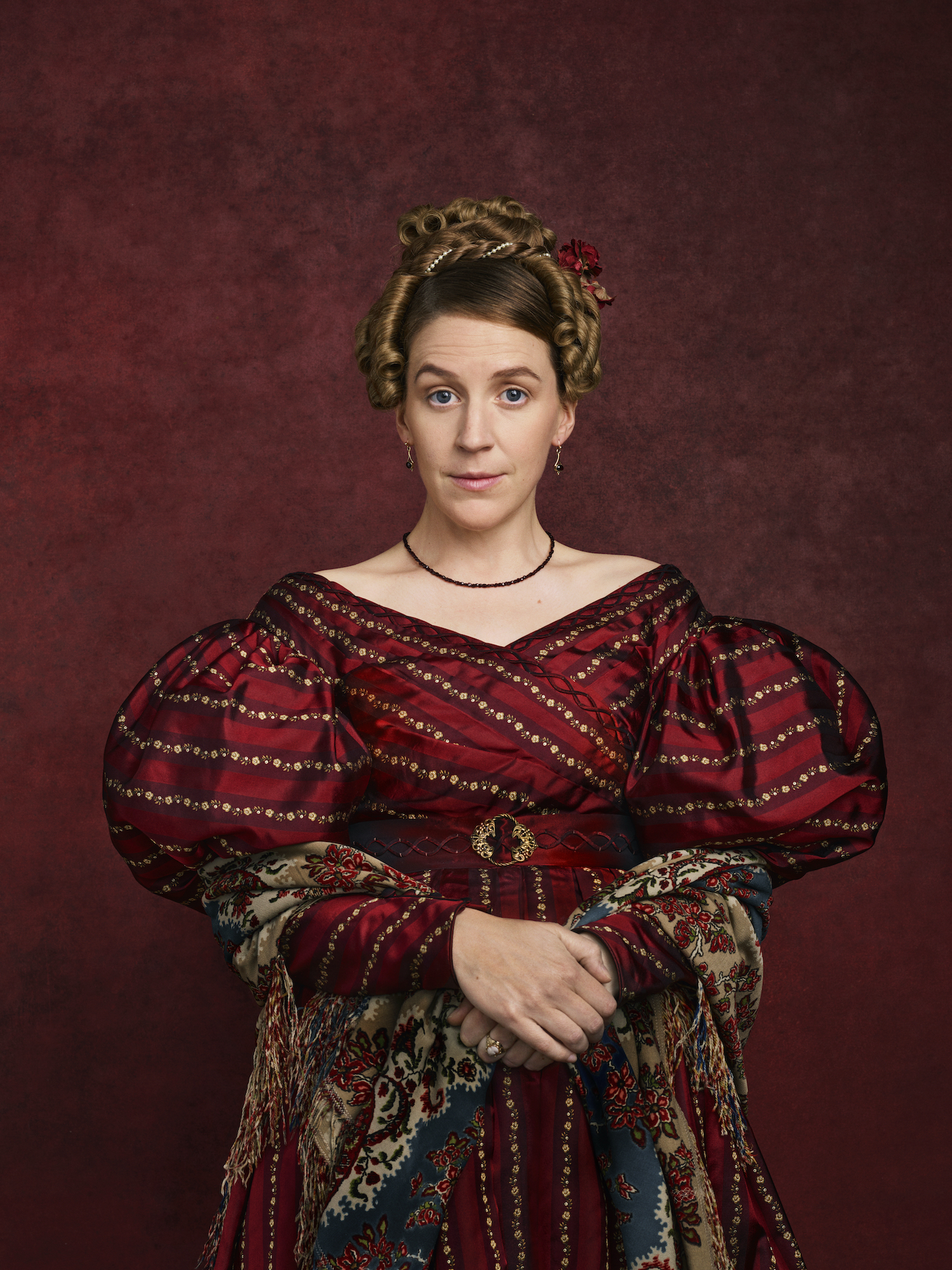 Gemma Whelan as Marian Lister smiles enigmatically down the lens for Gentleman Jack season 2