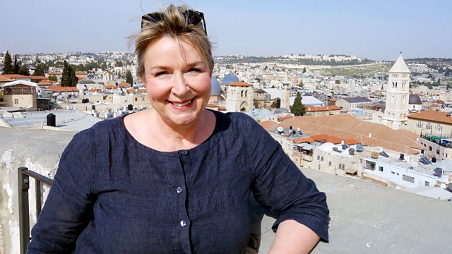 Fern Britton smiling in a publicity shot in Jerusalem