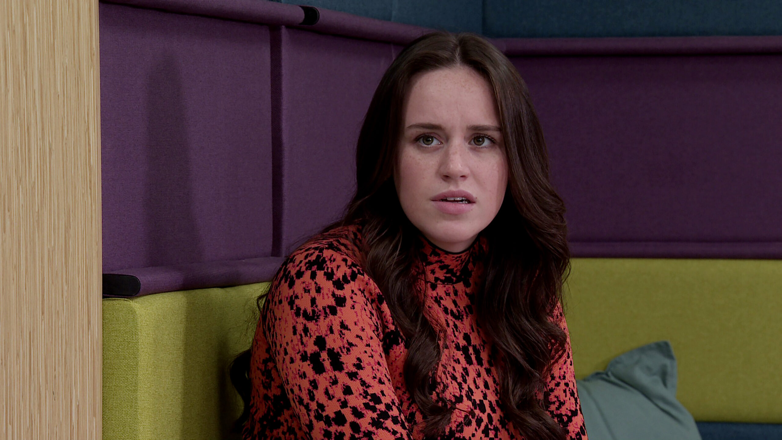 Faye Windass looks upset and worried in Coronation Street