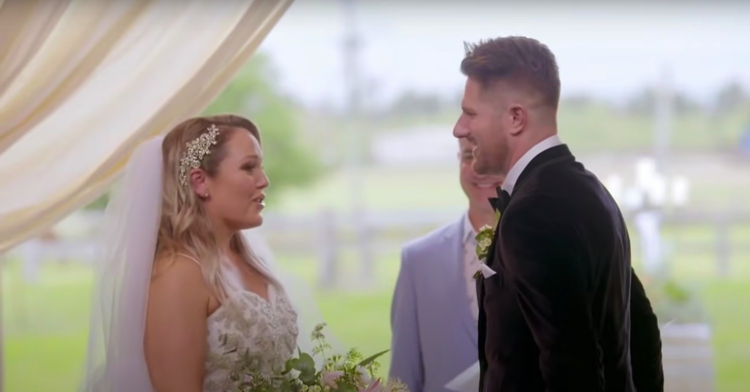 Melissa and Bryce smiling on Married At First Sight Australia