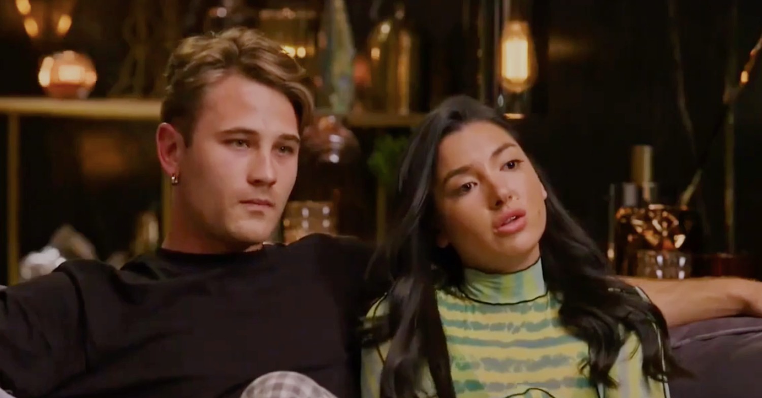 Ella and Mitch frowning on Married At First Sight Australia