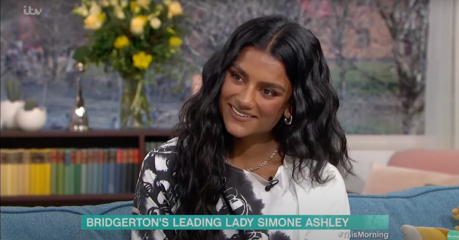 Simone Ashley smiles on This Morning today