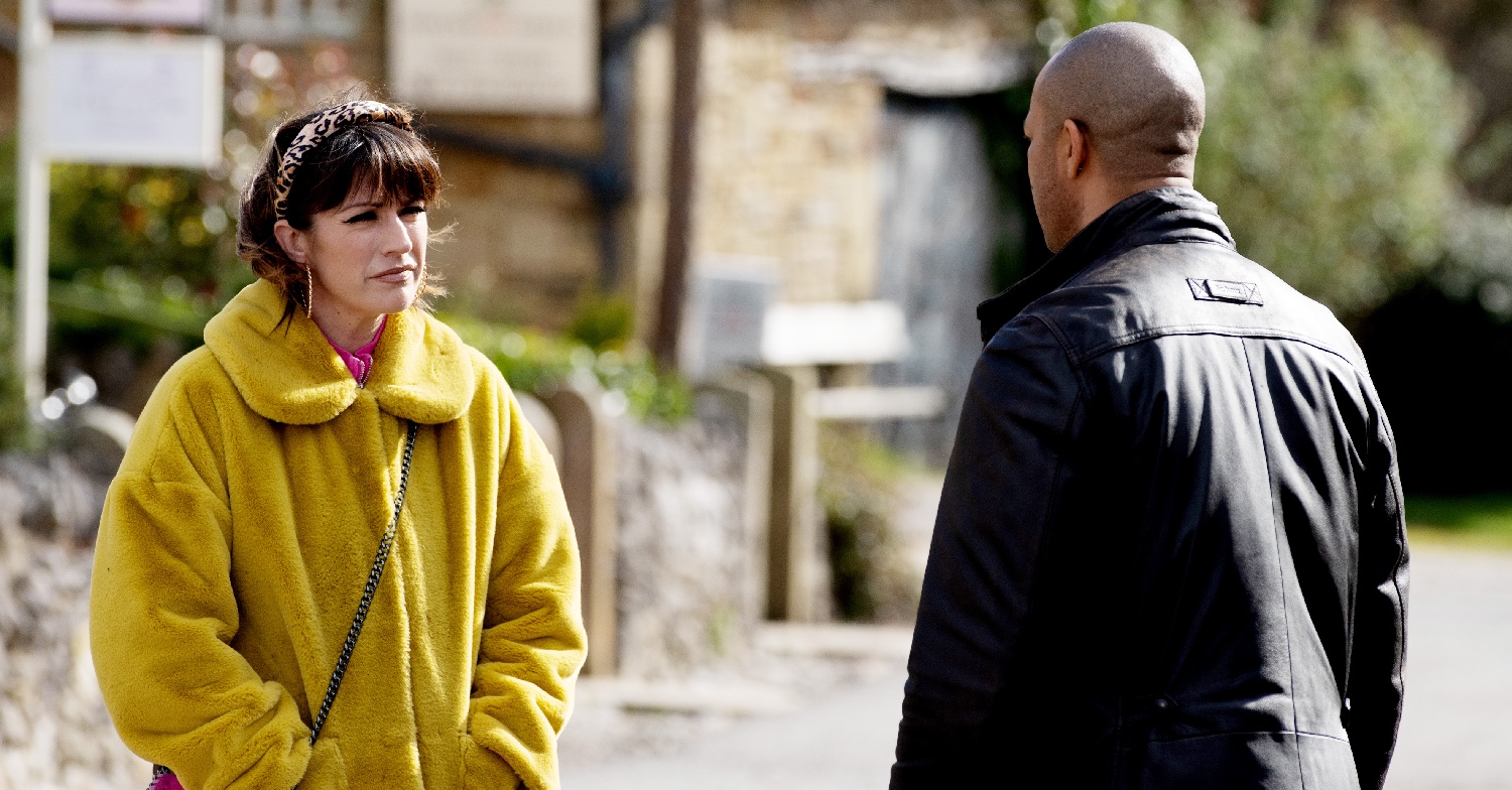 Emmerdale Kerry and Al in street talking