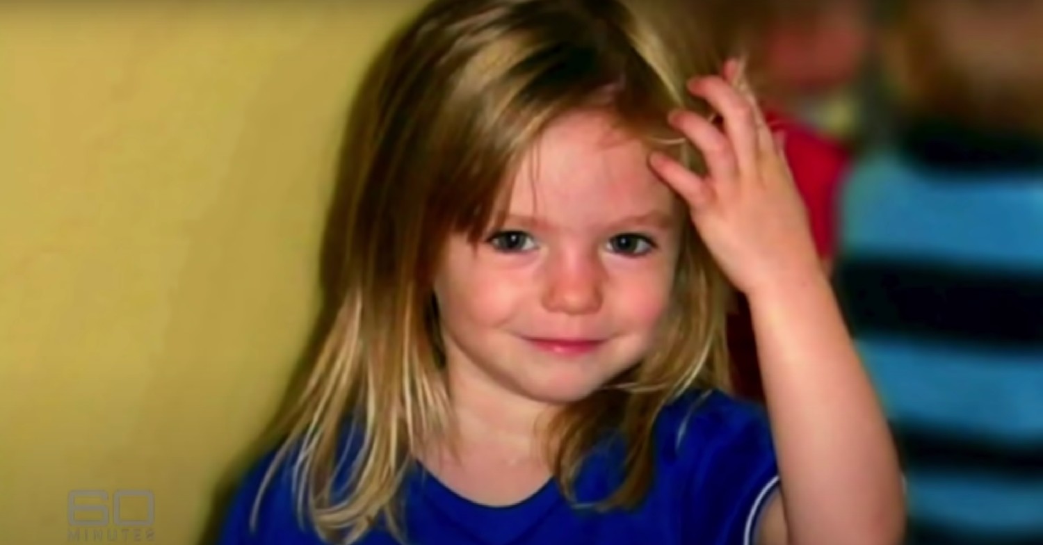 Madeleine McCann in a blue football shirt