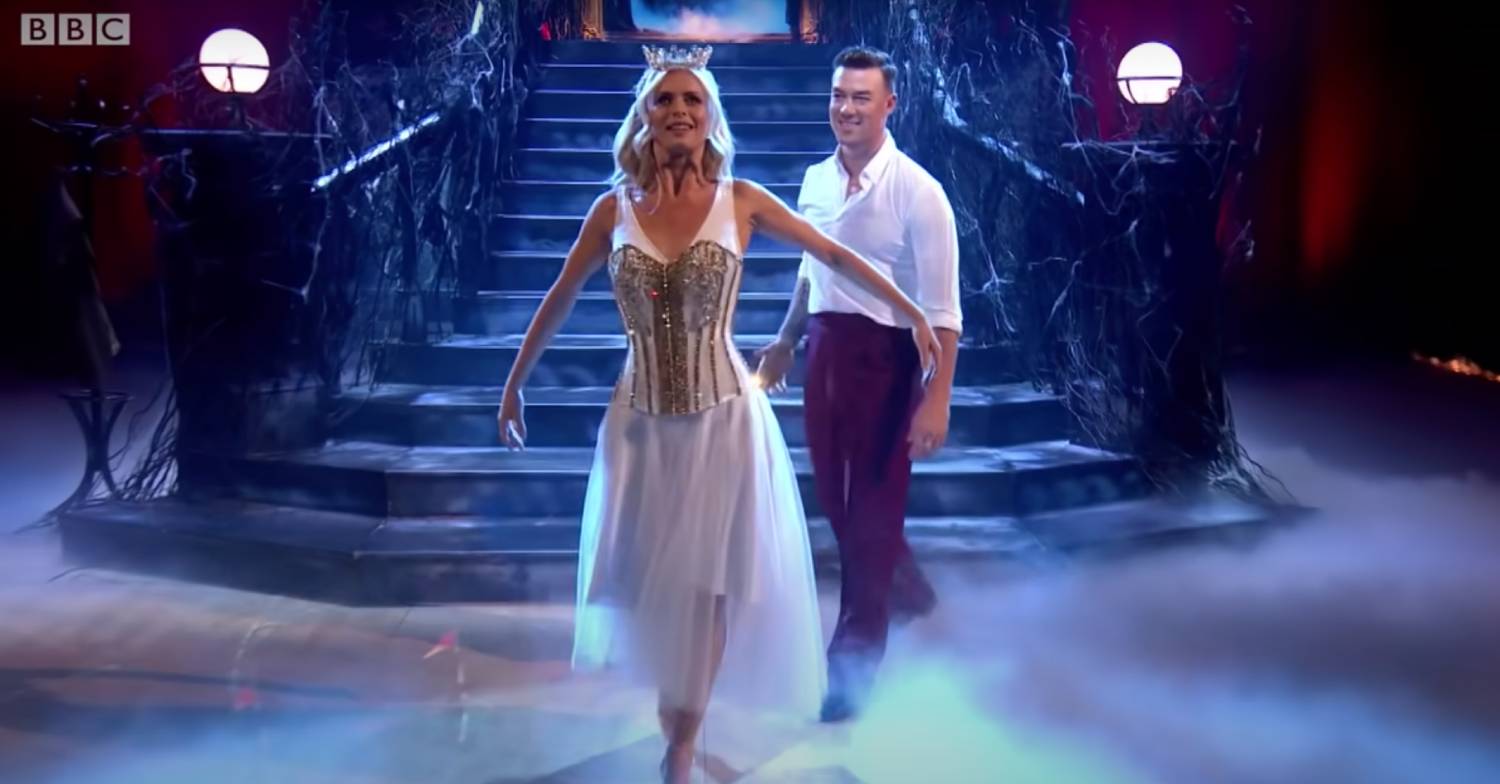 Nadiya Bychkova and Kai Widdrington dancing together for a Halloween Strictly dance