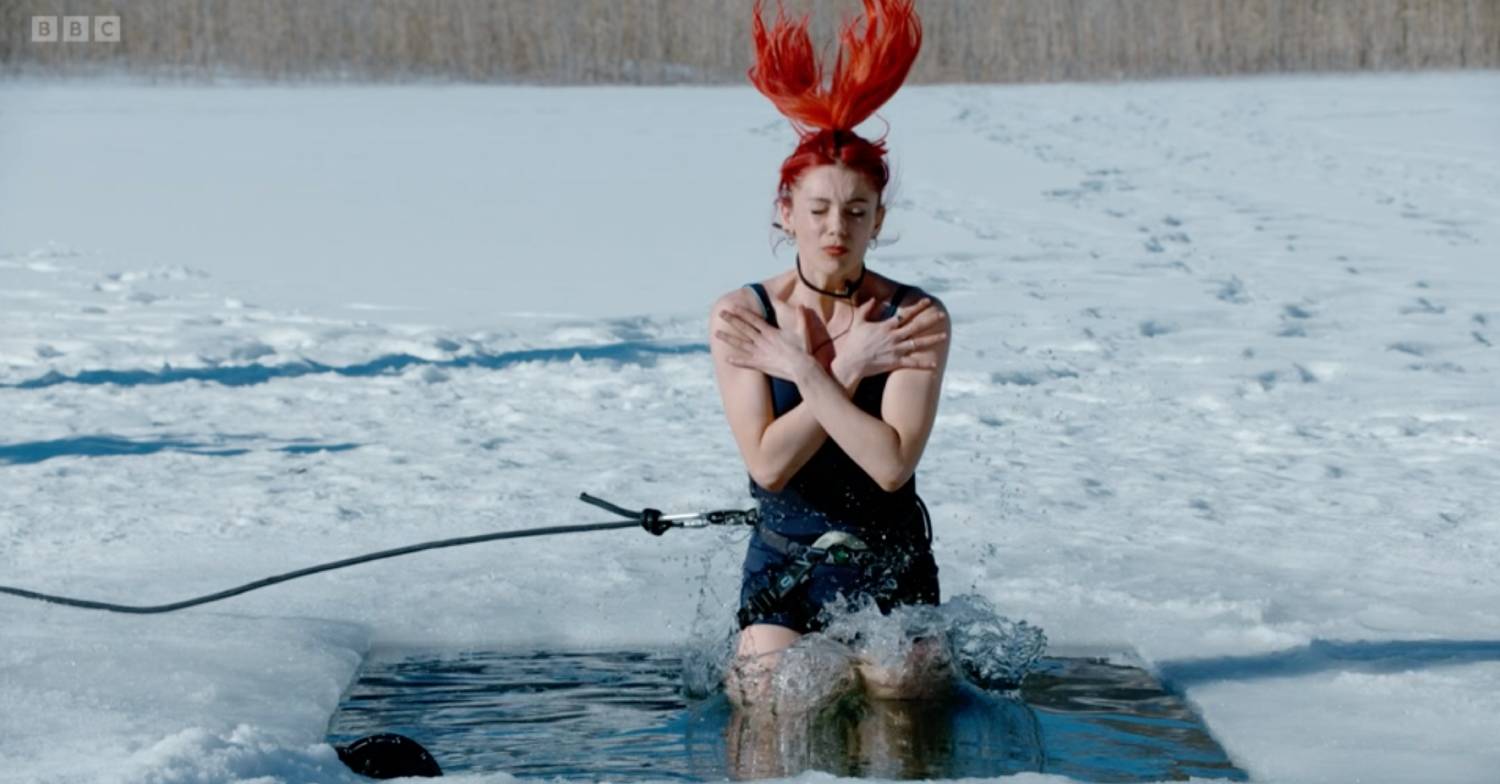 Dianne Buswell takes an icy dip on Freeze the Fear