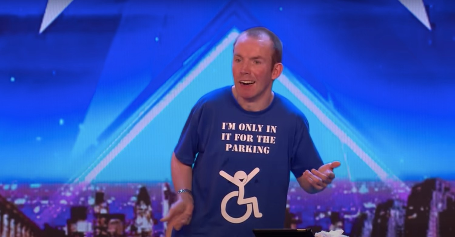 Lost Voice Guy smiling on BGT