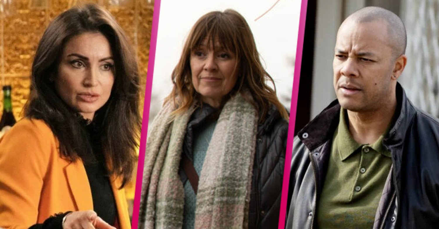 Emmerdale characters Leyla Cavanagh, Rhona Goskirk and Al Chapman