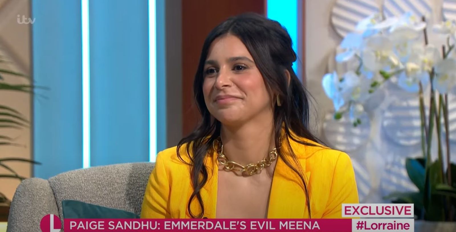 Paige Sandhu smiles on Lorraine