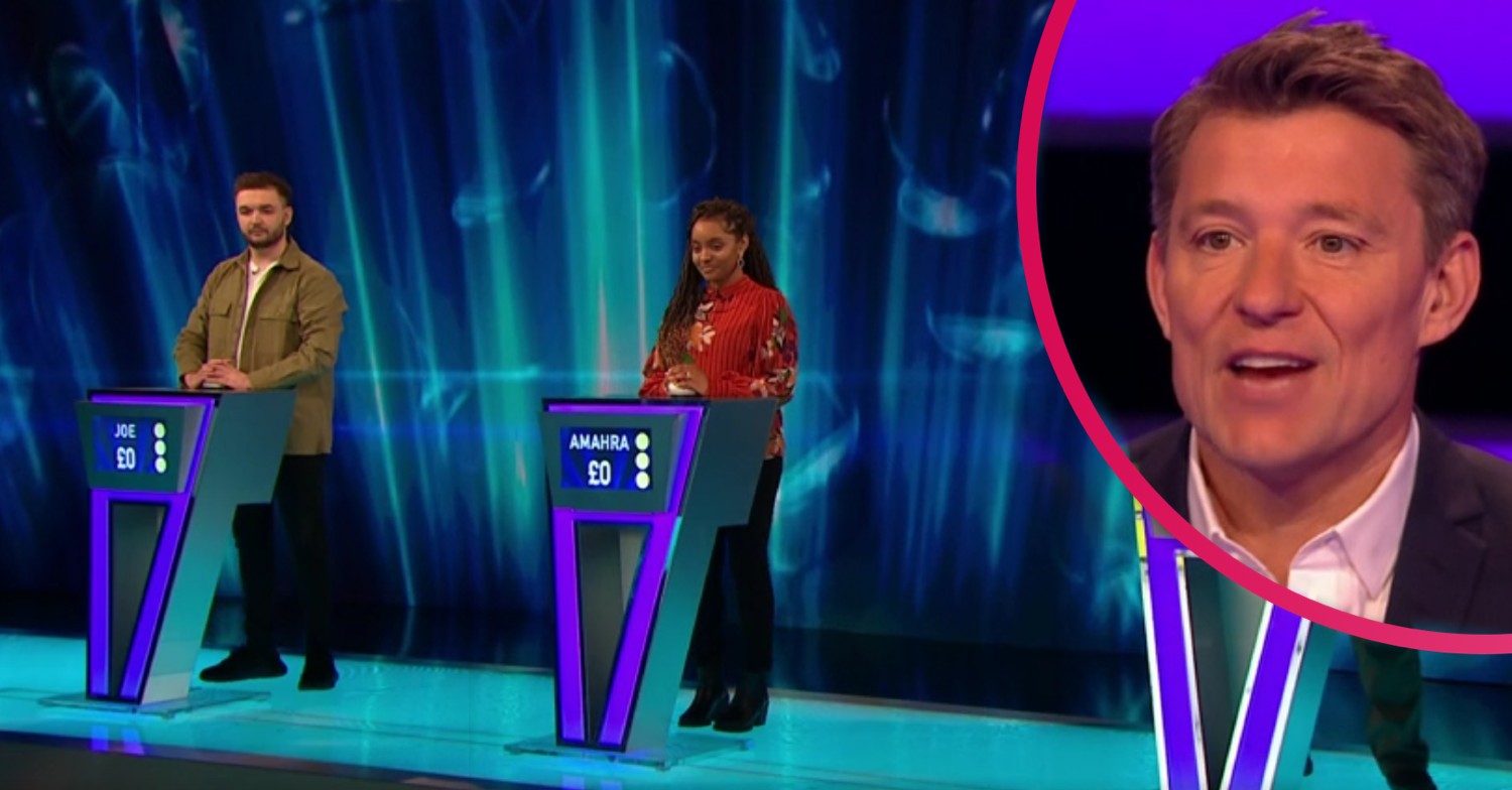 Ben Shepard and contestants smiling on Tipping Point