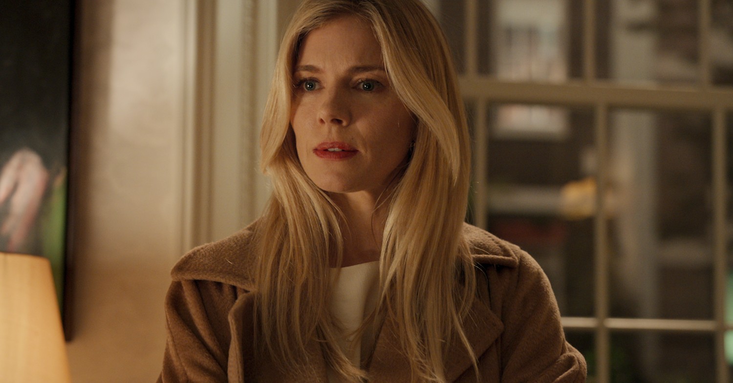 Sienna Miller looking pensive in Anatomy of a Scandal on Netflix 