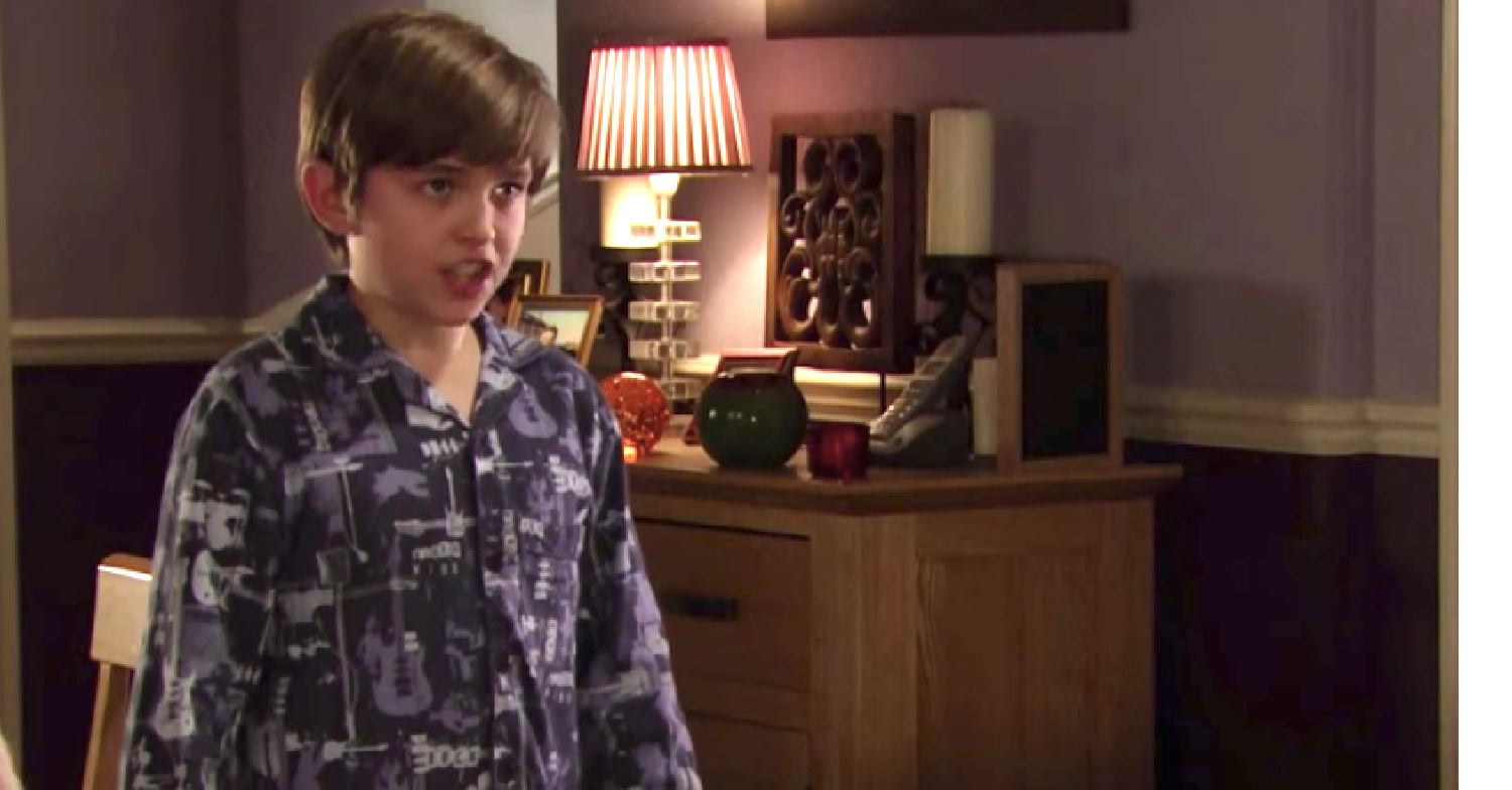 Bobby Beale looking evil in his pjs in EastEnders